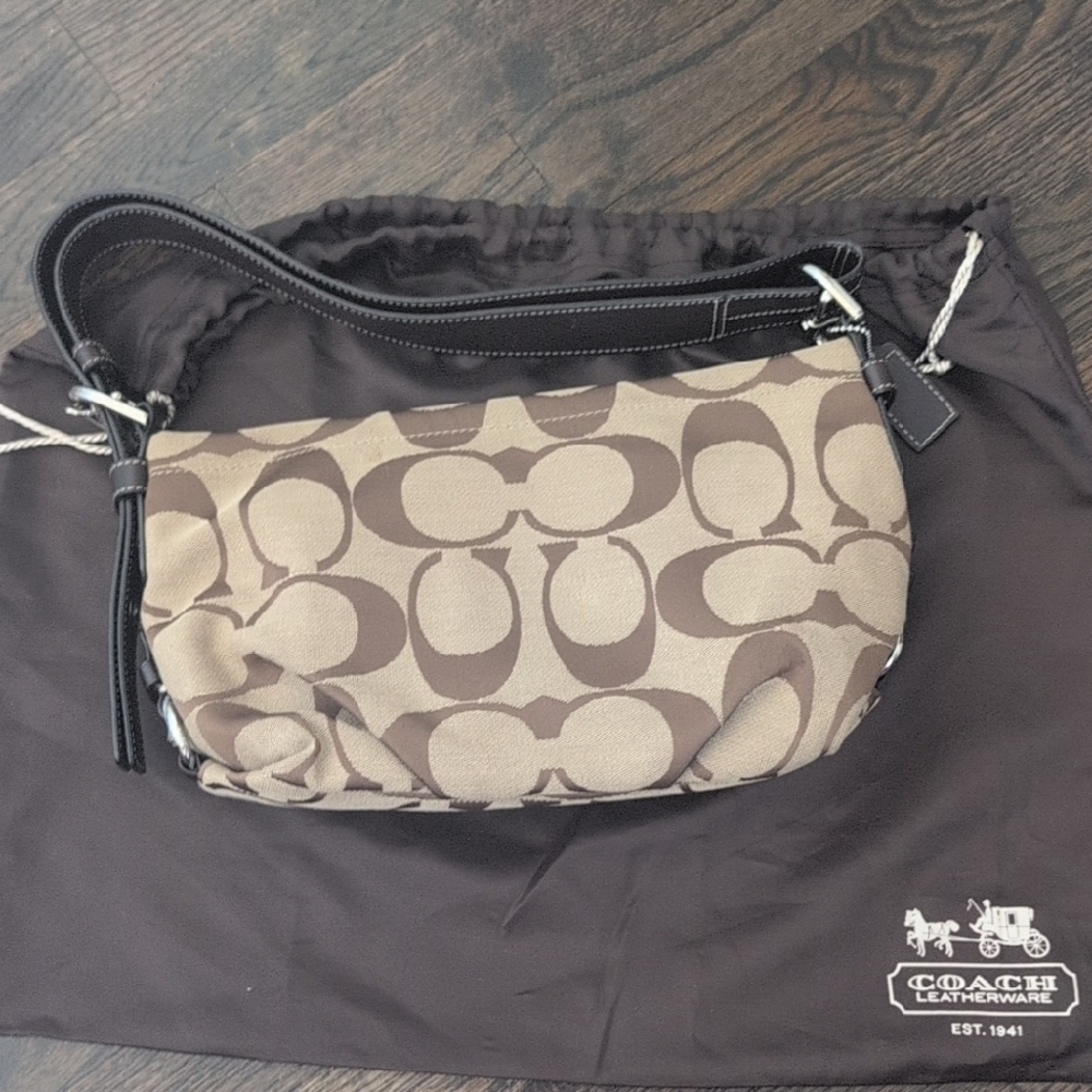 Coach Signature Brown and Tan Crossbody Bag